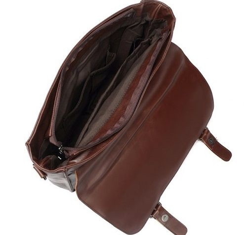 Zebella vintage leather briefcase open